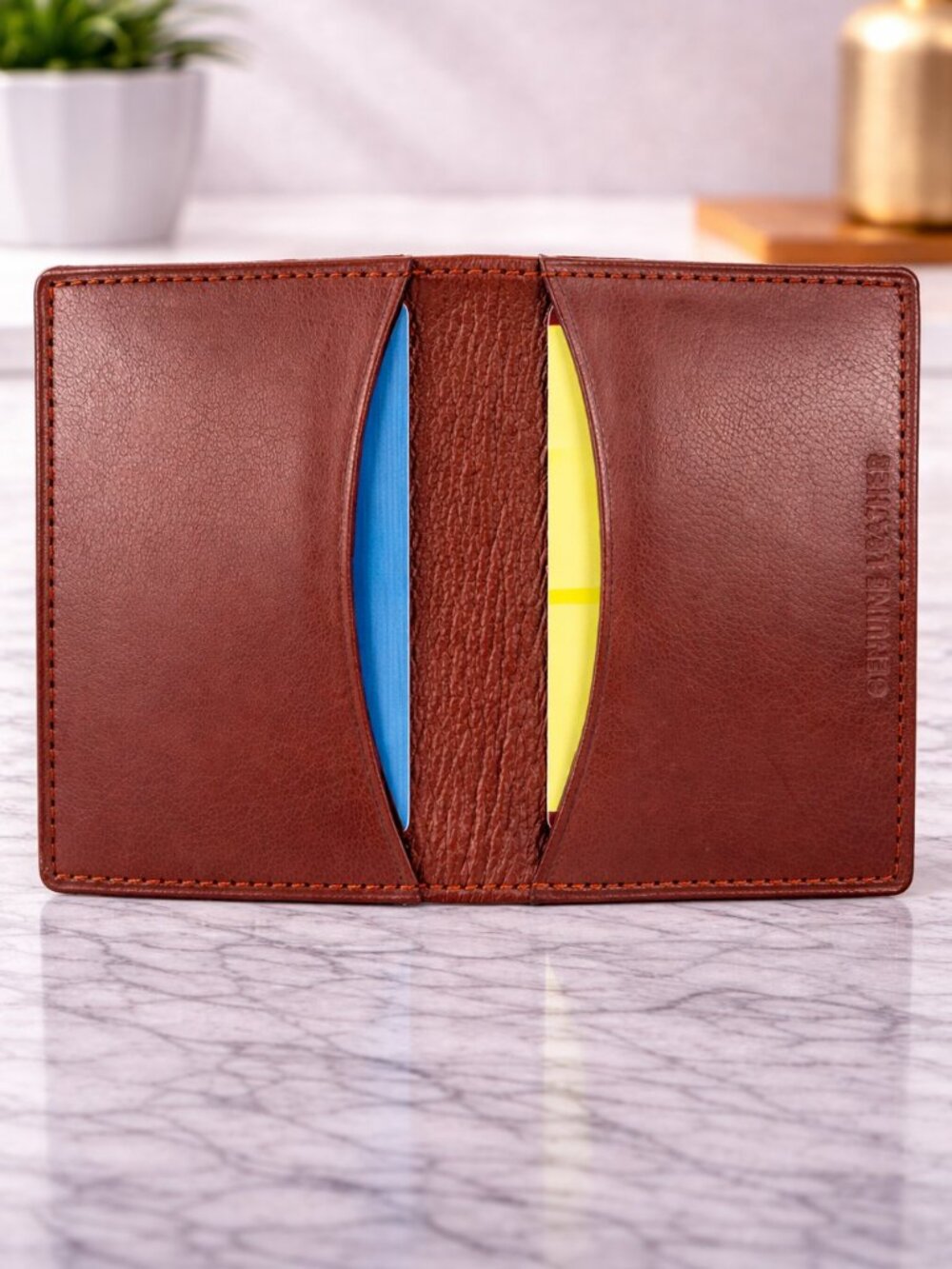 Mens Leather Credit Card Case, Slim ID Holder, Business Card Organizer